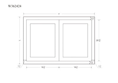 36" W 24" D Custom Color Glass Ready Inset Shaker Refrigerator Wall Cabinet - 12", 15", 18", 21" & 24" Tall