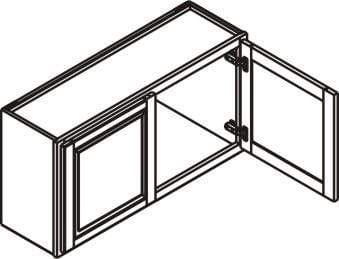 36" Wide Bridge Custom Inset Shaker Wall Cabinet - Double Door 12", 15", 18", 21" & 24" Tall