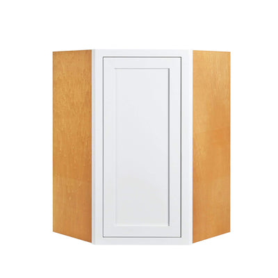 27" Wide Diagonal Corner Custom Color Stacker Inset Shaker Wall Cabinet - Single Door 9", 12", 15", 18" & 21" Tall