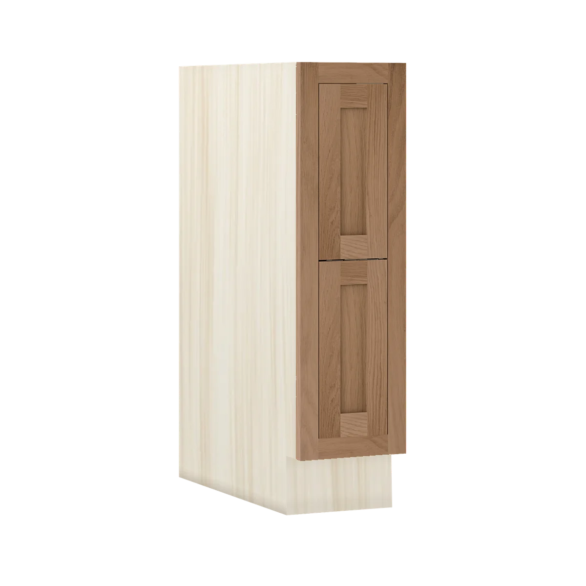 Walnut Oak WS-02 White Oak Inset Shaker Two Drawer Base Cabinet DB09-2P, 9" Wide Two Drawers, Premium Box