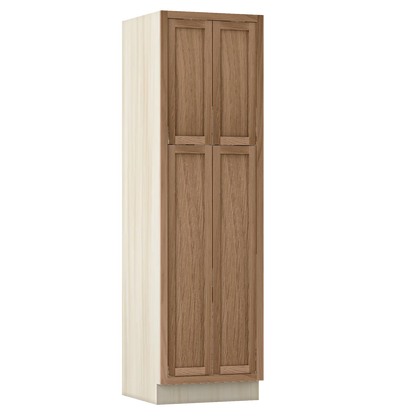 Walnut Oak WS-02 White Oak Inset Shaker Pantry Cabinet PC248424, 24" Wide by 84" Tall, Premium Box