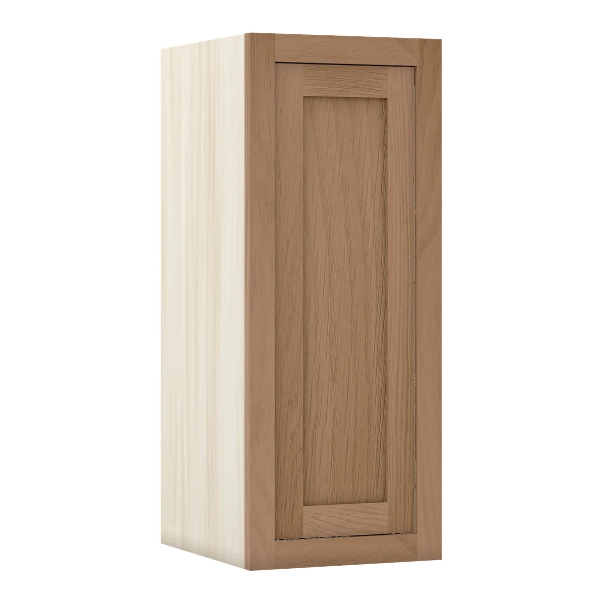 Walnut Oak WS-02 White Oak Inset Shaker Wall Single Door Cabinet W1230, 12" Wide, Premium Box