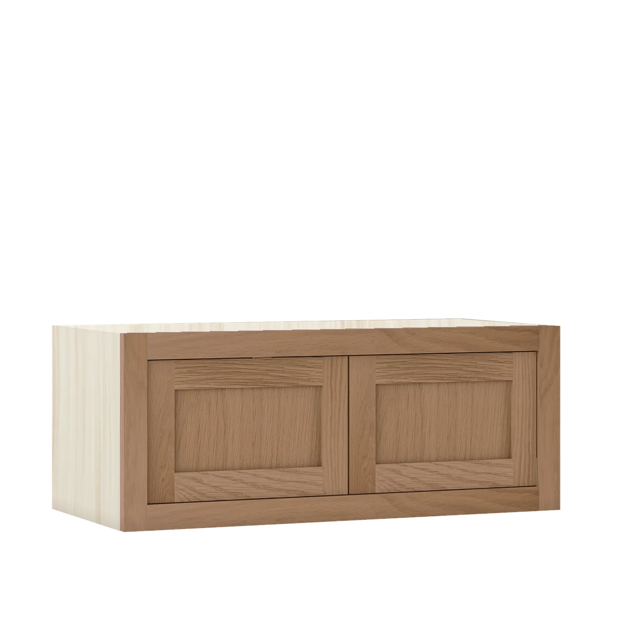 Walnut Oak WS-02 White Oak Inset Shaker Bridge Wall Double Door Cabinet W301214, 30" Wide x 12" Tall x 14" Deep, Premium Box