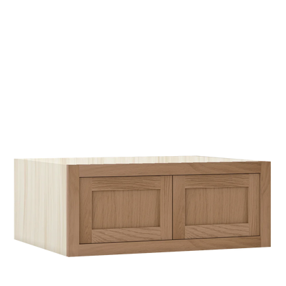 Walnut Oak WS-02 White Oak Inset Shaker Bridge Wall Double Door Cabinet W301224, Premium Box