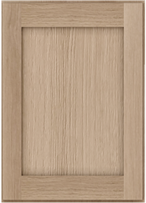 Natural white oak shaker corner sink front base 42" RTA kitchen cabinet – angle view