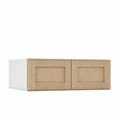 Rift 31.5" Wide 24" Deep Wall Oven Wall Cabinet - 12", 15", 18", 21" & 24" Tall Stacker — Rift Oak, bi-parting Shaker doors, no center stile
