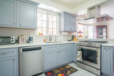 36" Tall Light Gray Inset Kitchen Cabinet