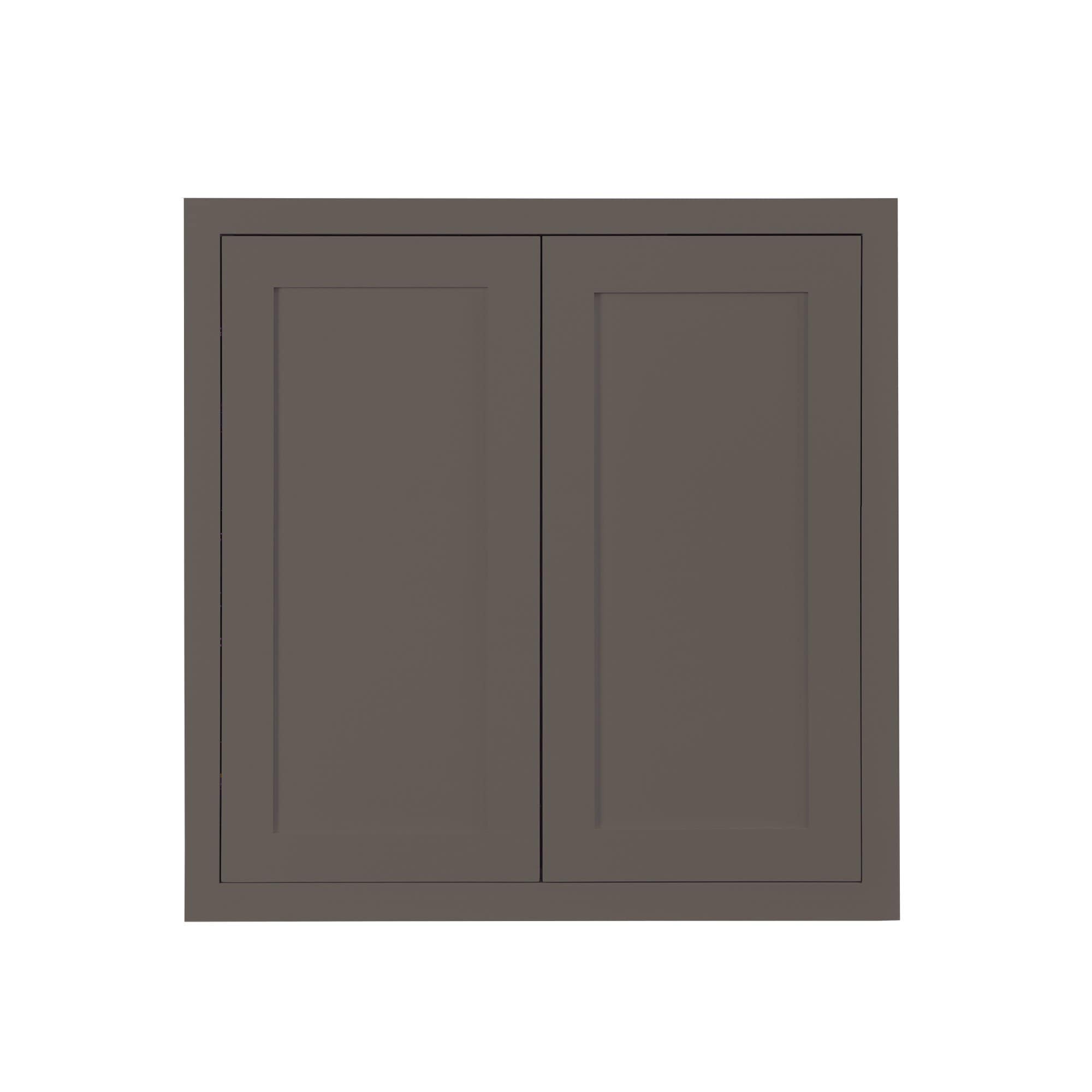 30" Tall Dark Gray Inset Shaker Wall Cabinet - Double Door 24", 27", 30", 33" & 36" Wide