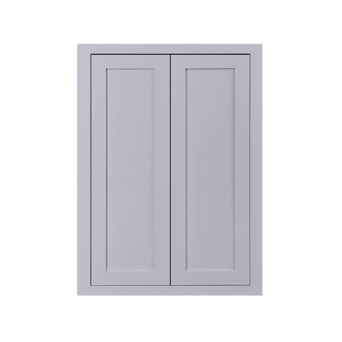 30" Tall Light Gray Inset Shaker Wall Cabinet - Double Door - 24", 27", 30", 33" & 36"