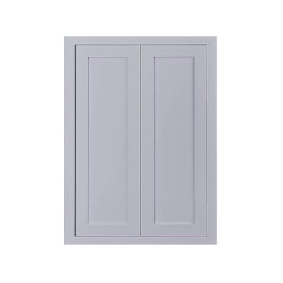 30" Tall Light Gray Inset Shaker Wall Cabinet - Double Door - 27" Wide