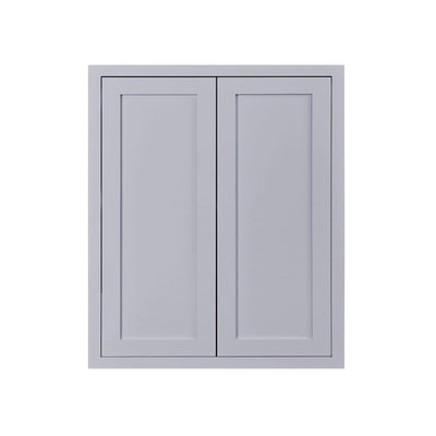 30" Tall Light Gray Inset Shaker Wall Cabinet - Double Door - 30" Wide