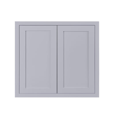 30" Tall Light Gray Inset Shaker Wall Cabinet - Double Door - 36" Wide