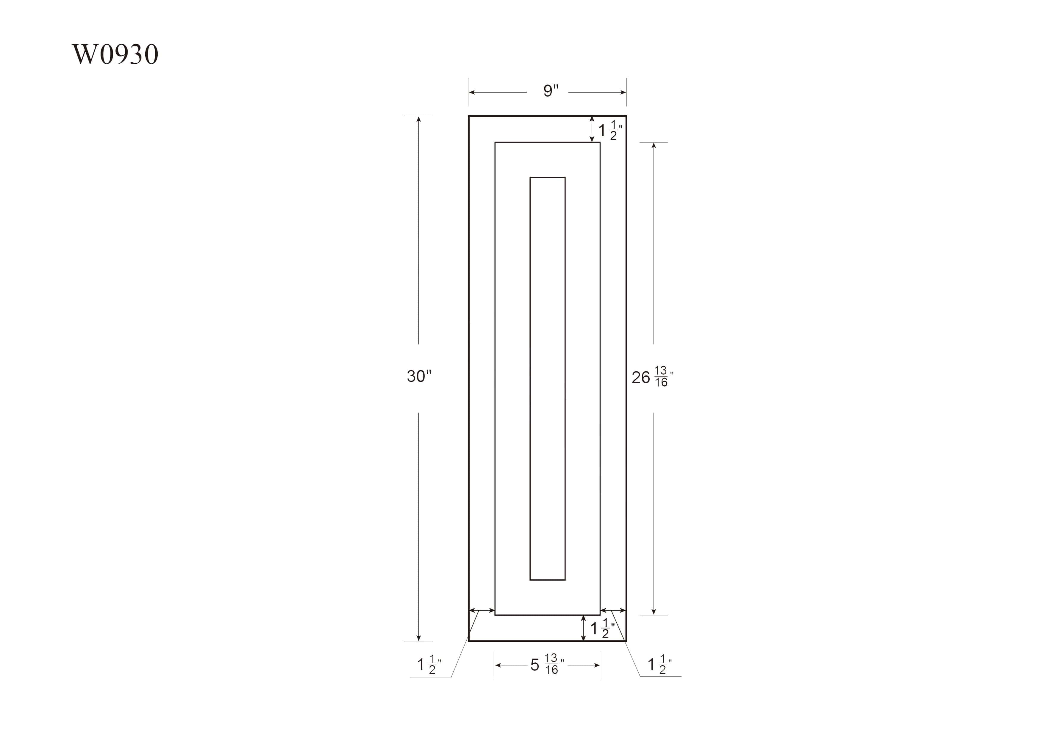30" Tall Light Gray Inset Shaker Wall Cabinet - Single Door - 9" Wide