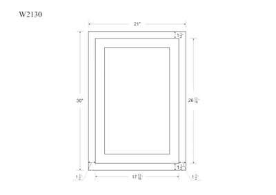 30" Tall Light Gray Inset Shaker Wall Cabinet - Single Door - 21" Wide