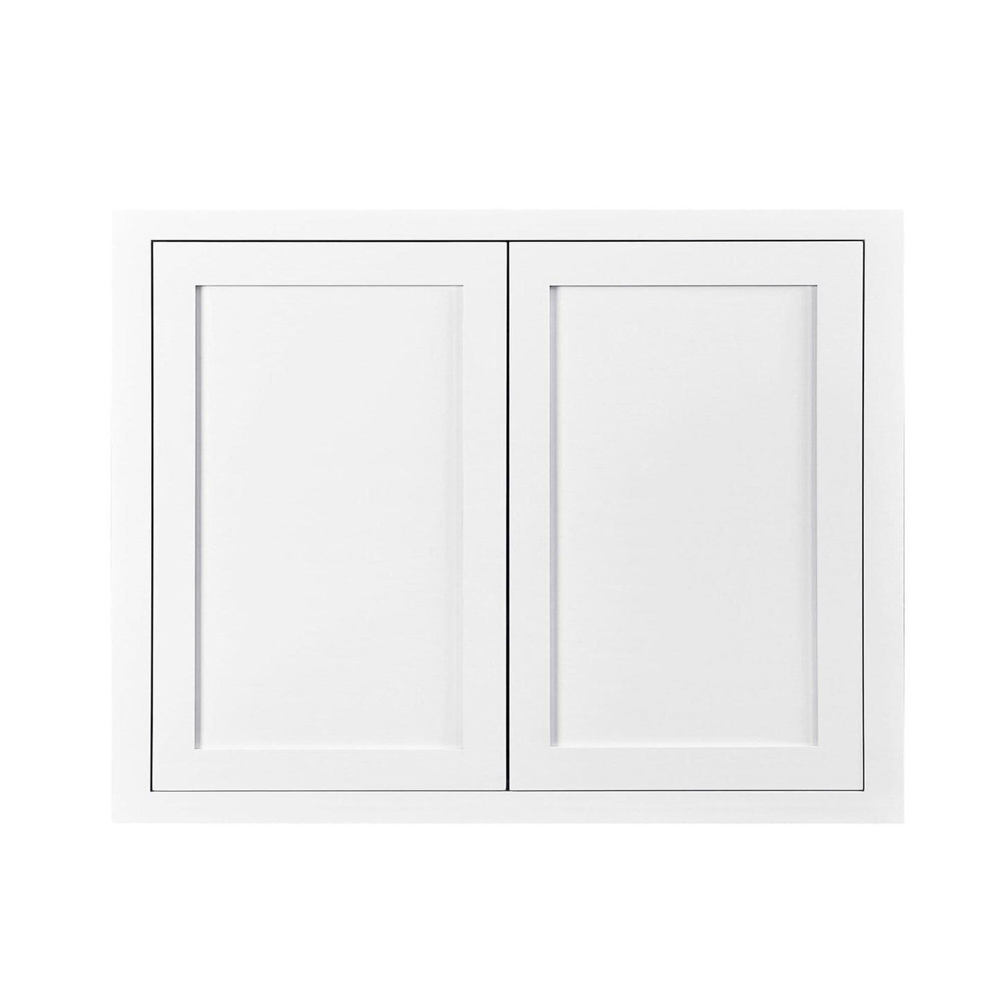 30" Tall Wall Cabinet - Double Door 24", 27", 30", 33" & 36" Tall Snow White Inset Shaker