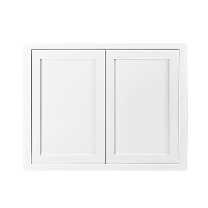 30" Tall Wall Cabinet - Double Door 24", 27", 30", 33" & 36" Tall Snow White Inset Shaker