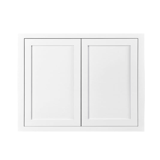 30" Tall Wall Cabinet - Double Door 24", 27", 30", 33" & 36" Tall Snow White Inset Shaker
