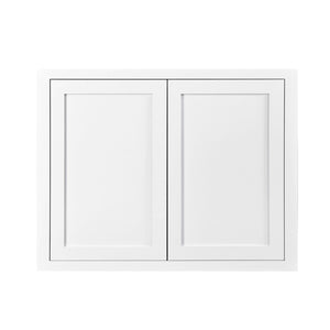 30" Tall Wall Cabinet - Double Door 24", 27", 30", 33" & 36" Tall Snow White Inset Shaker