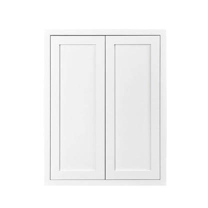 30" Tall Wall Cabinet - Double Door 24", 27", 30", 33" & 36" Tall Snow White Inset Shaker