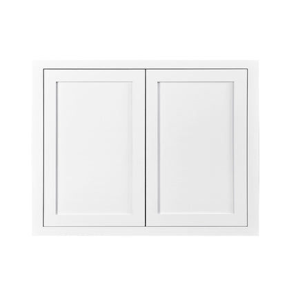 30" Tall Wall Cabinet - Double Door 24", 27", 30", 33" & 36" Tall Snow White Inset Shaker