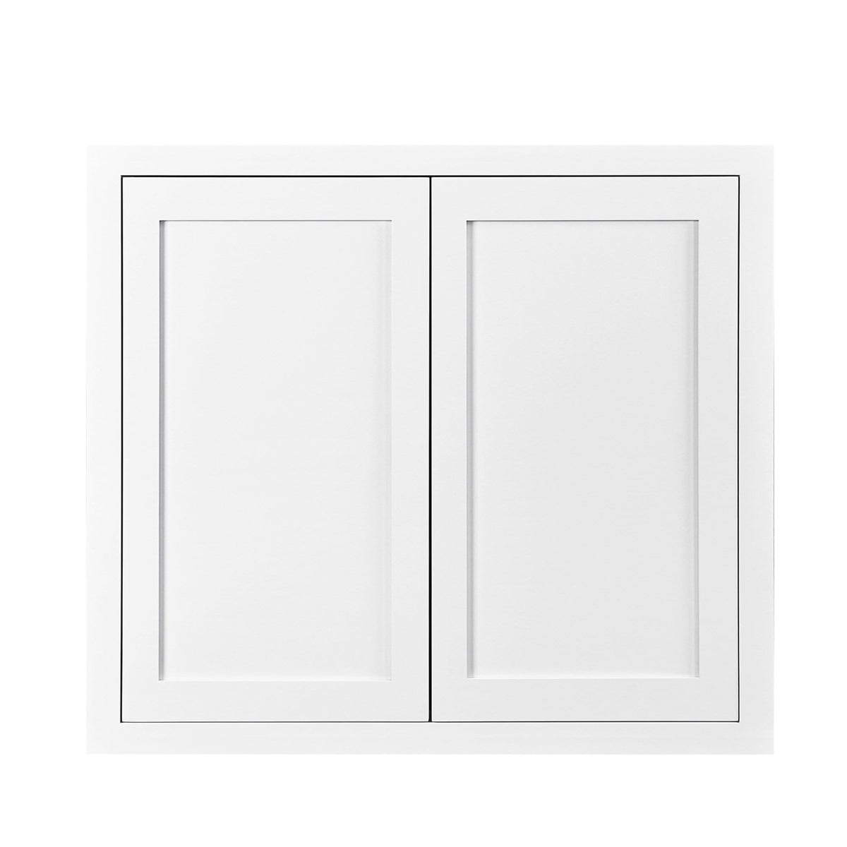 30" Tall Snow White Inset Shaker Wall Cabinet - Double Door 24", 27", 30", 33" & 36"