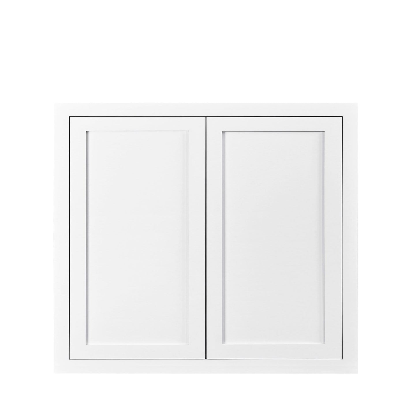 30" Tall Wall Cabinet - Double Door 24", 27", 30", 33" & 36" Tall Snow White Inset Shaker