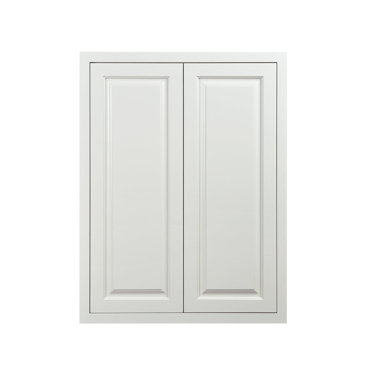 30" Tall Vintage White Inset Raised Panel Wall Cabinet - Double Door 24", 27", 30", 33"& 36"