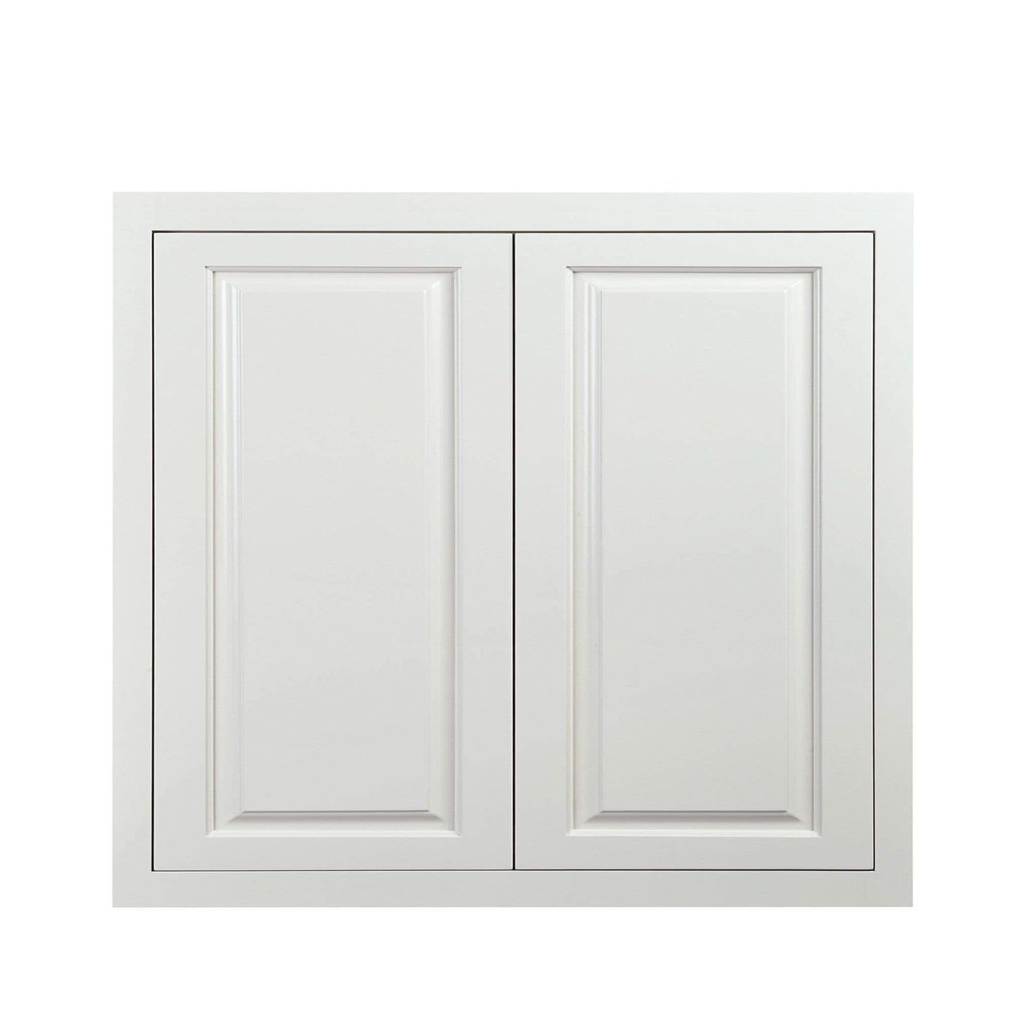 30" Tall Vintage White Inset Raised Panel Wall Cabinet - Double Door 24", 27", 30", 33"& 36"