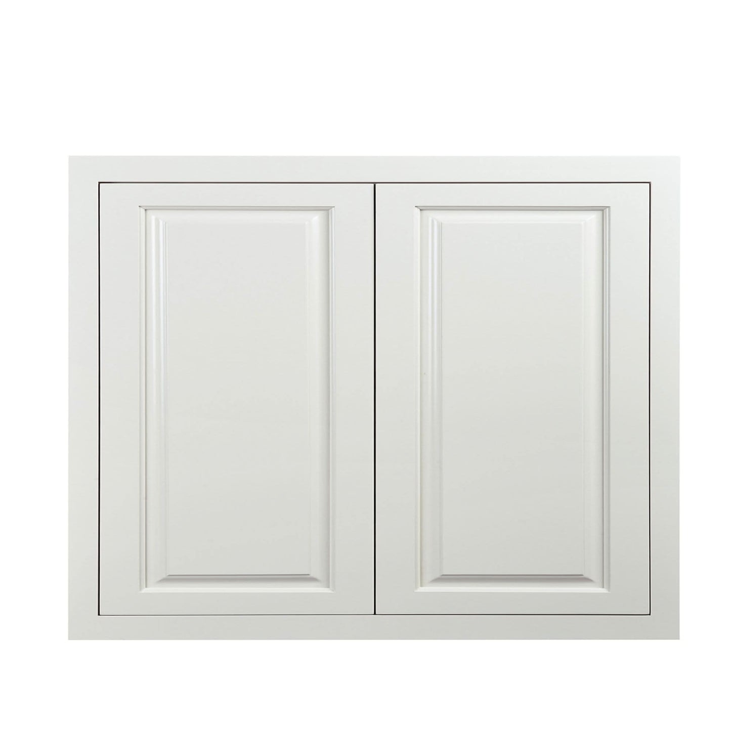 30" Tall Vintage White Inset Raised Panel Wall Cabinet - Double Door 24", 27", 30", 33"& 36"
