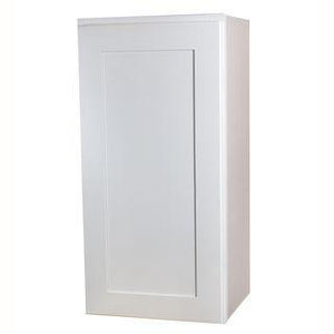 30" Tall White Double Shaker 1-1/4" Overlay Wall Cabinet - Single Door 9", 12", 15", 18", 21" WIde