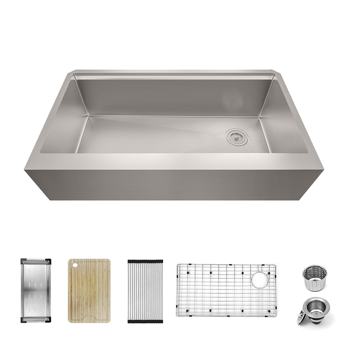 Stainless Steel Single Bowl Apron Square Kitchen Sink 32-7/8" Wide