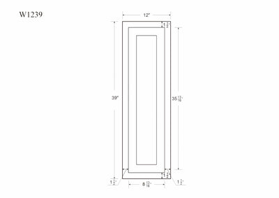 39" Tall Light Gray Inset Shaker Wall Cabinet - Single Door - 12" Wide