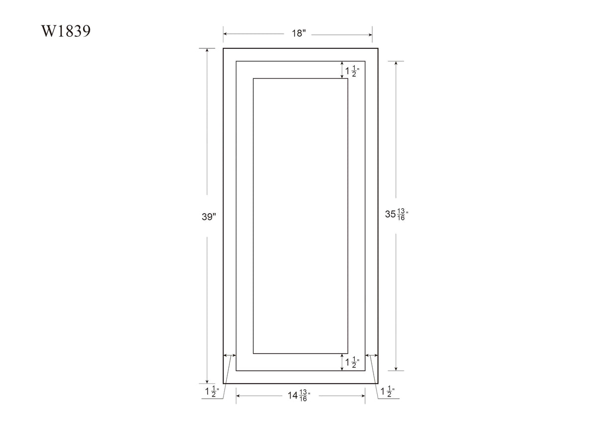 39" Tall Light Gray Inset Shaker Wall Cabinet - Single Door - 18" Wide