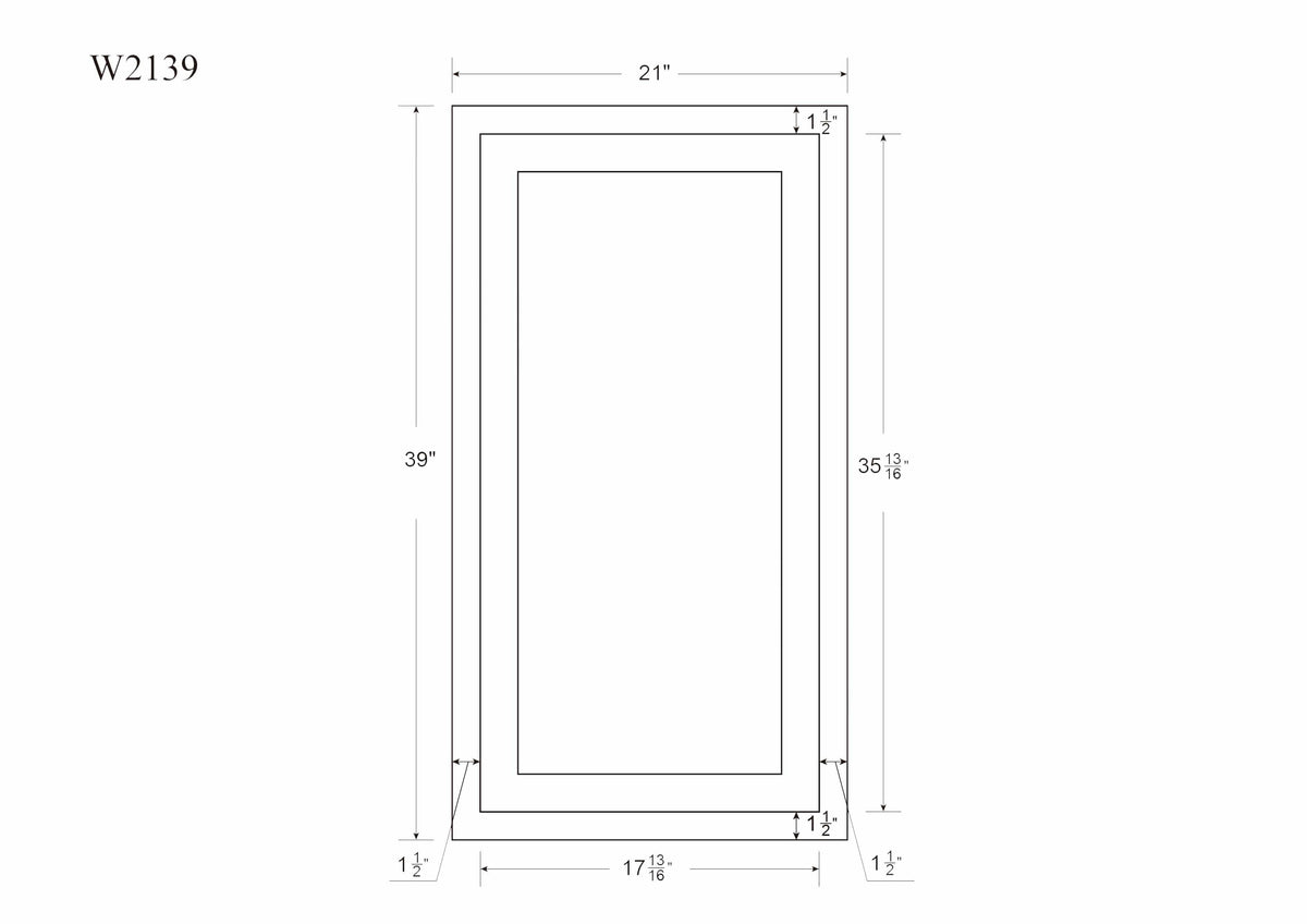 39" Tall Light Gray Inset Shaker Wall Cabinet - Single Door - 21" Wide