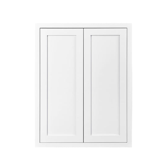 39" Tall Wall Cabinet - Double Door 24", 27", 30", 33" & 36" Wide Snow White Inset Shaker