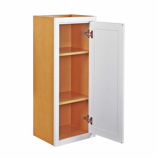 39" Tall Wall Cabinet - Single Door 9", 12", 15", 18" & 21" Tall Snow White Inset Shaker