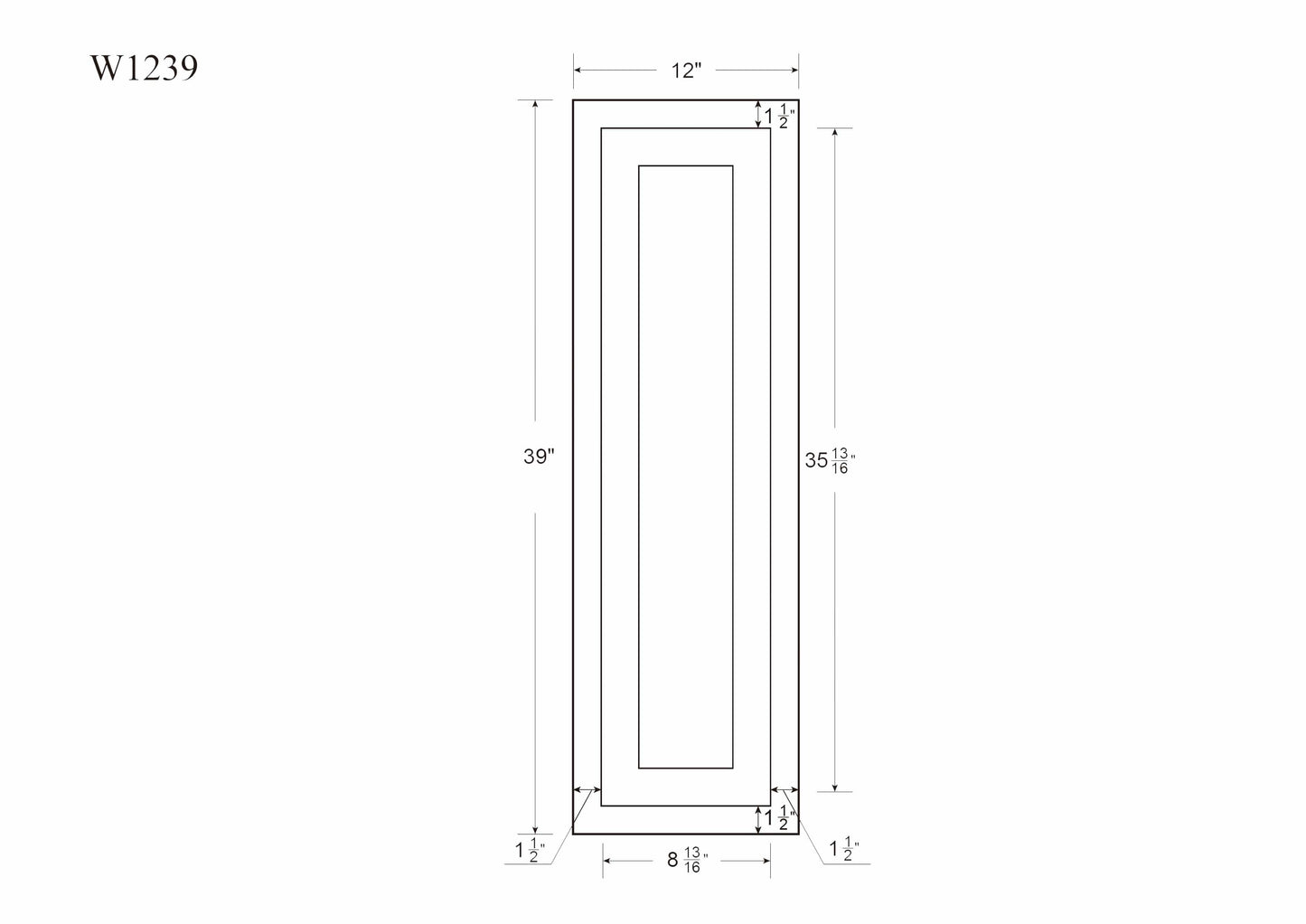 39" Tall Wall Cabinet - Single Door 9", 12", 15", 18" & 21" Tall Snow White Inset Shaker
