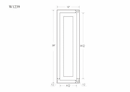 39" Tall Wall Cabinet - Single Door 9", 12", 15", 18" & 21" Tall Snow White Inset Shaker