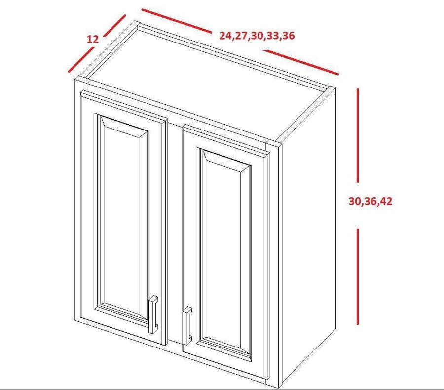 42" Tall Wall Modern Euro Slab Cabinet - Double Door 24", 27", 30", 33", 36" - RTA Wholesalers