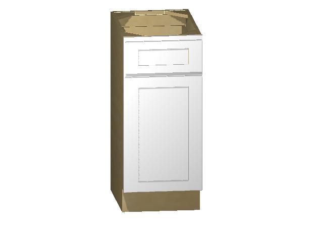 White Shaker 1/2" Overlay Base Cabinet - One Door 9", 12", 15", 18", 21" - RTA Wholesalers