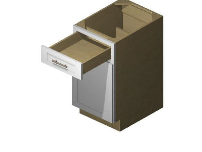 White Shaker 1/2" Overlay Base Cabinet - One Door 9", 12", 15", 18", 21" - RTA Wholesalers