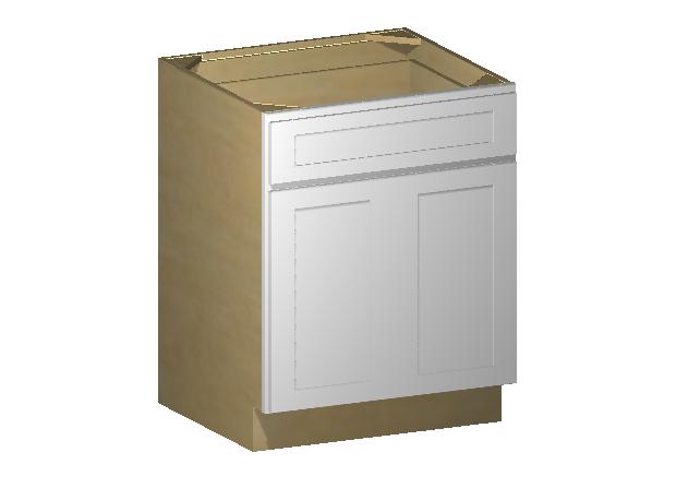 White Shaker 1/2" Overlay Base Cabinet - Two Doors 24", 27", 30", 33", 36" - RTA Wholesalers