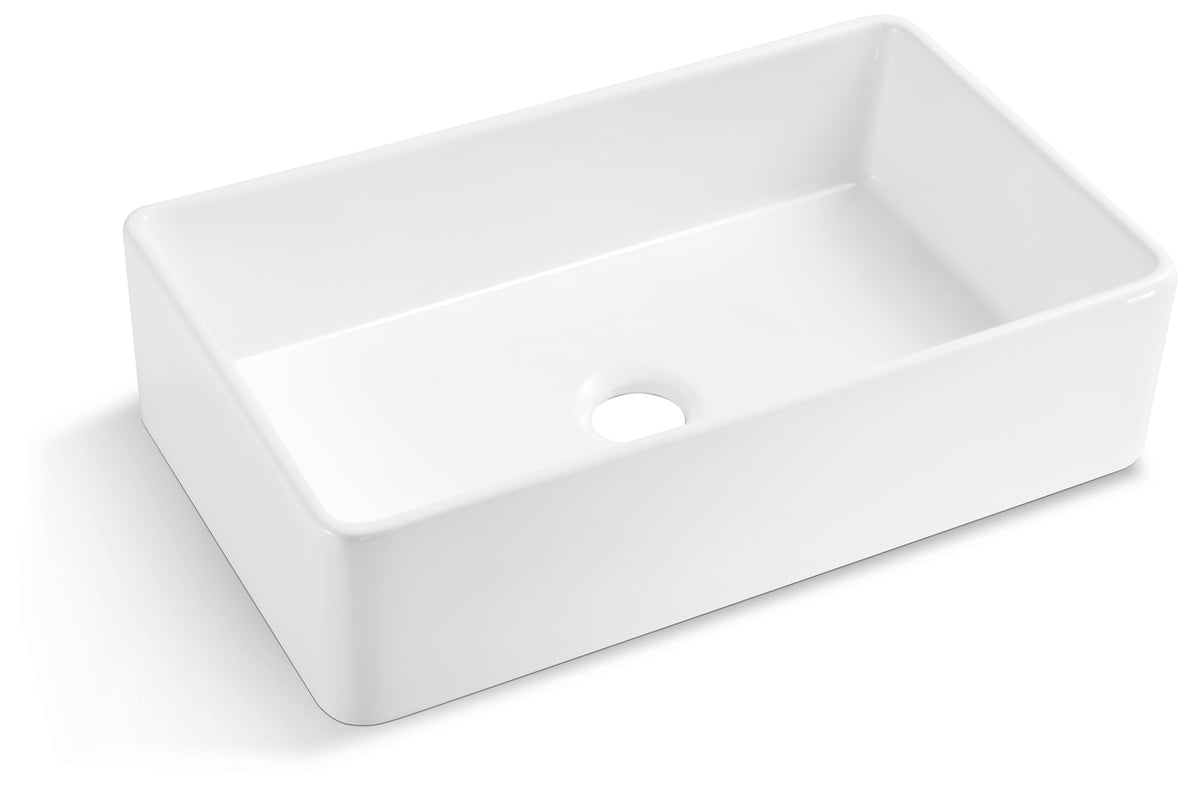 Ceramic Single Bowl Rectangle Kitchen Sink 33" Wide - RTA Wholesalers