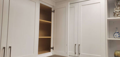 42" Tall 29 Newport White Double Shaker 1-1/4" Overlay Wall Cabinet - Single Door 9", 12", 15", 18", 21"
