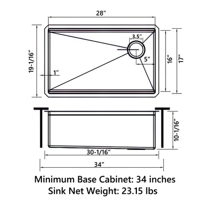 Single Bowl Undermount Specifications