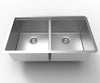 Stainless Steel Double Bowl Square Kitchen Sink 33" Wide - RTA Wholesalers