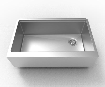Stainless Steel Single Bowl Apron Square Kitchen Sink 32-7/8" Wide - RTA Wholesalers