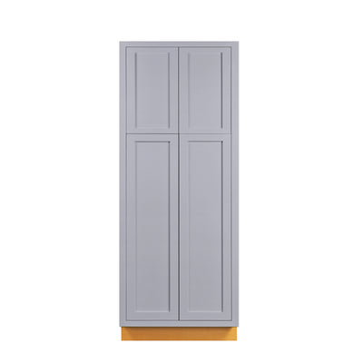 Pantry Cabinet Inset Light Gray Shaker 30" Wide x 84" Tall
