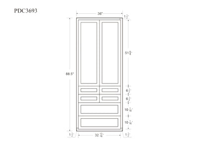Pantry Drawer Cabinet Snow White Inset Shaker Cabinets - 36"Wide 93" Tall - PDC3693 - RTA Wholesalers