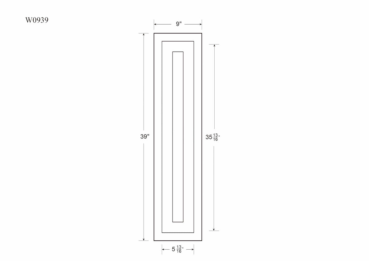 39" Tall Dark Gray Inset Shaker Wall Cabinet - Single Door 9", 12", 15", 18" & 21" Wide